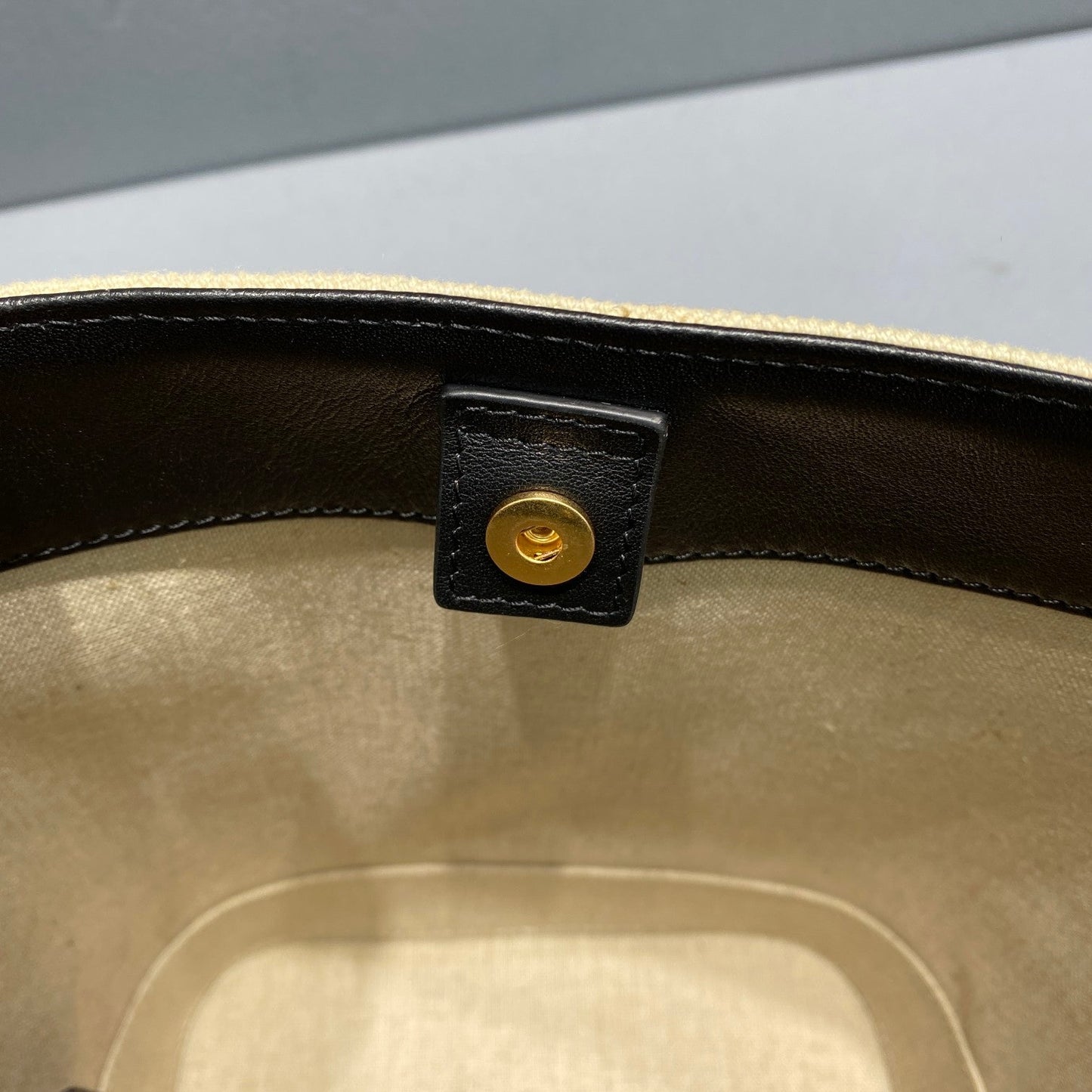 Top Quality Bucket Cuir Triomphe In Textile Black Beige Bucket Bag