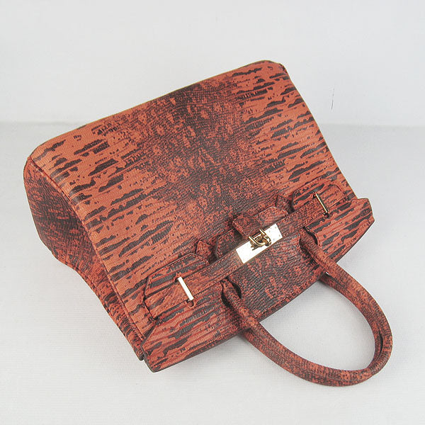 Hermes Luxury Birkin Cm Lizard Pattern Handbag Orange Gold Travel Bag