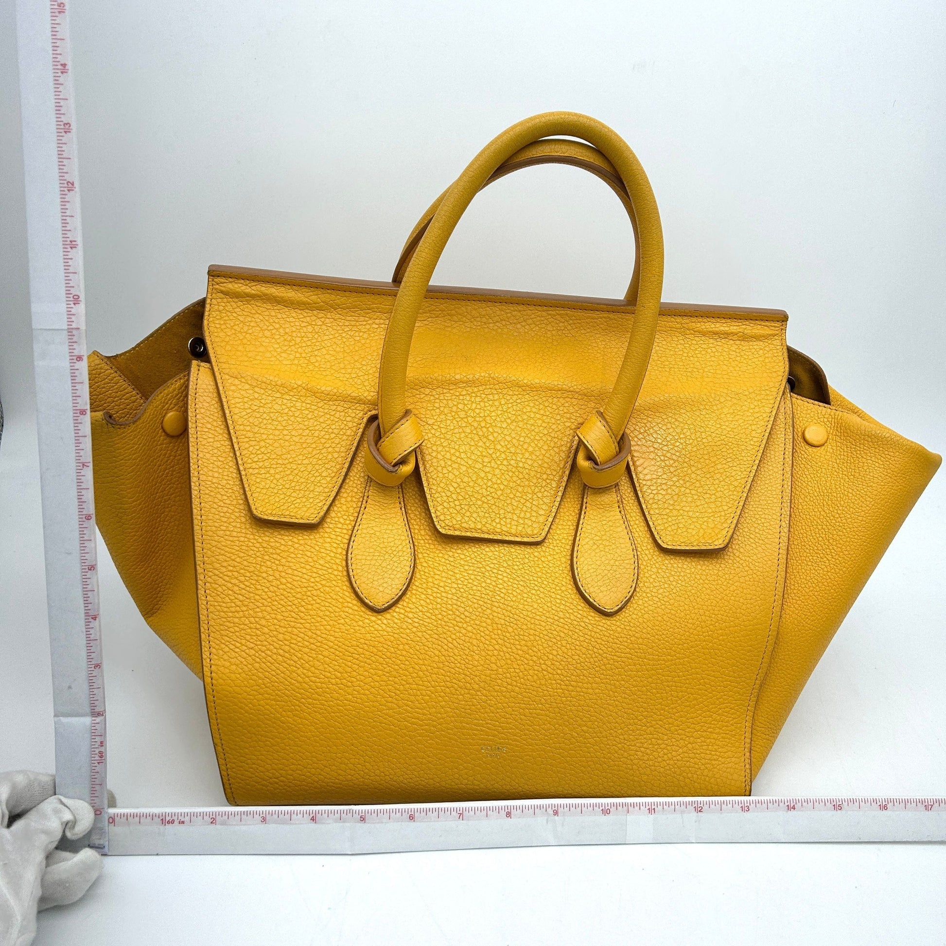 Luxury Crisped Calfskin Tie Knot Tote Saffron Large Tote Bag