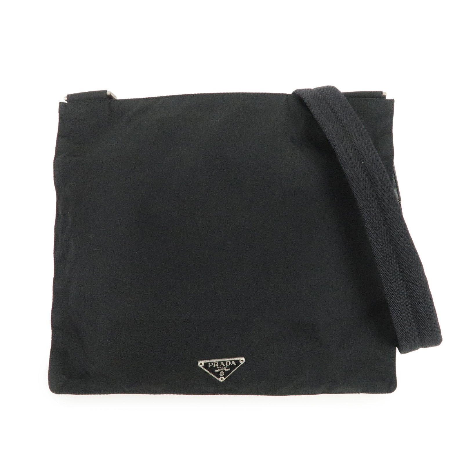 Crossbody Bag Triangle Shoulder Bag 3 Leather Nylon Black