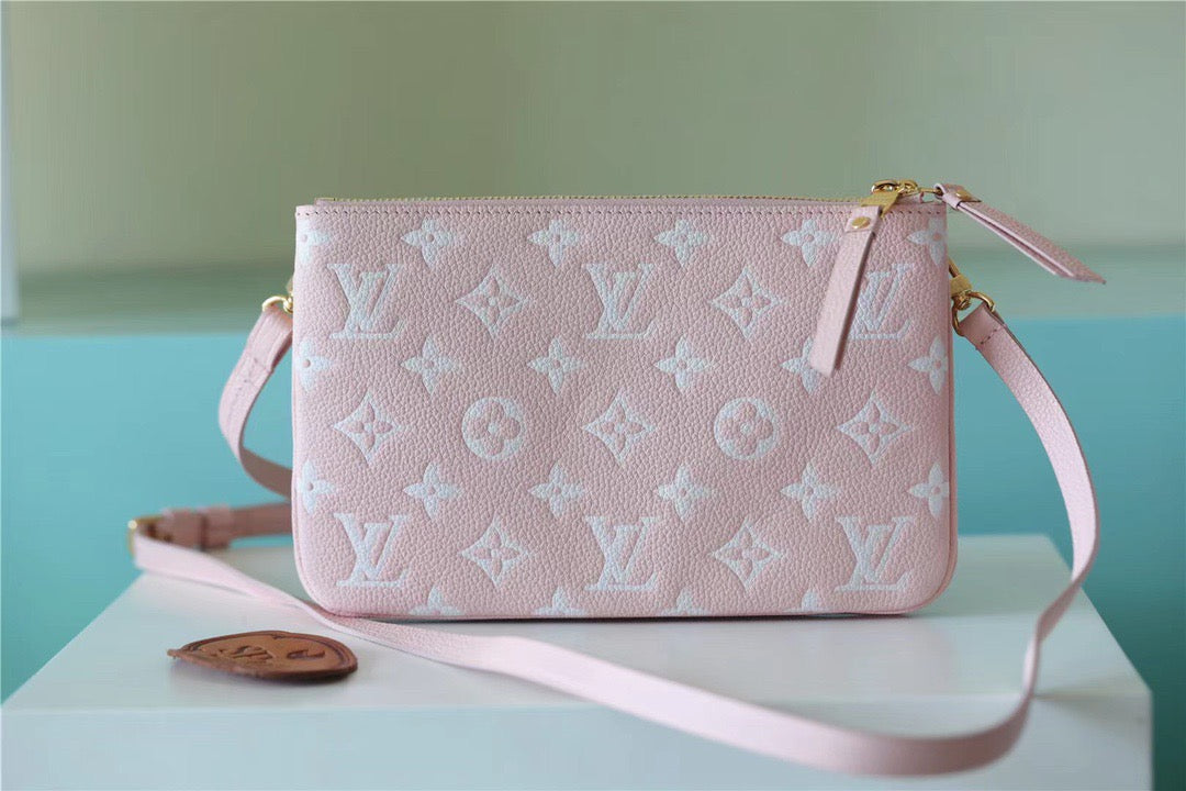 Top Quality Double Zip Pochette Empreinte Candy Monogram Pink Crossbody Bag