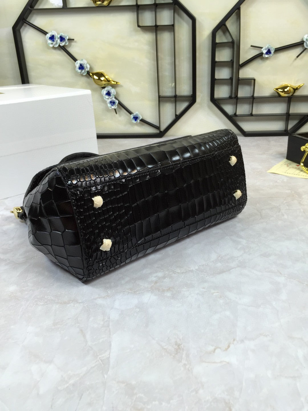 Metop Qualityum Sicily Foiled Crocotop Black Travel Bag