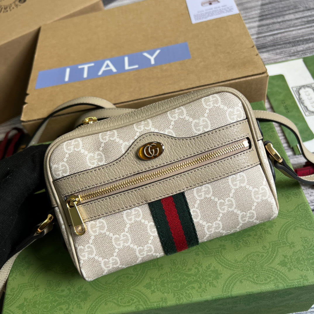 gg Ophidia gg Ebony gg Canvas Beige Mini Bag 7In175Cm Beaunoirrbeaunoirr