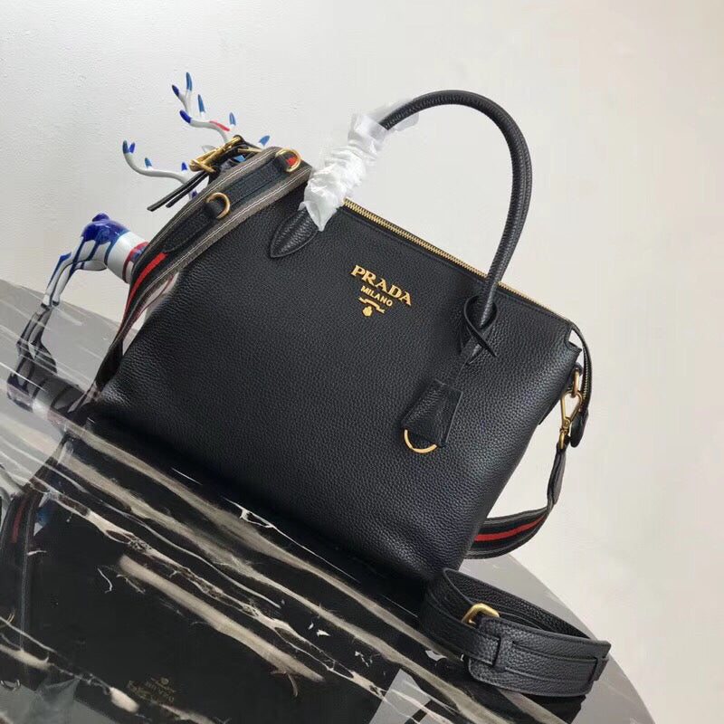 Prada Calf Bag Leather Calf Leather Black Travel Bag