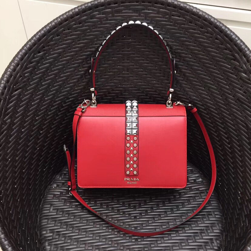 Prada Elektra Shoulder Bag In Leather Red