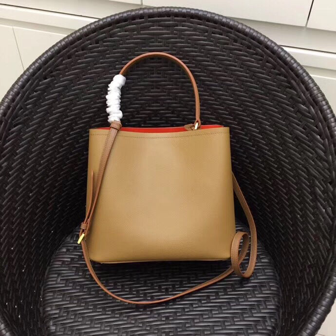 Prada Double Bag Leather Saffiano Brown Travel Bag