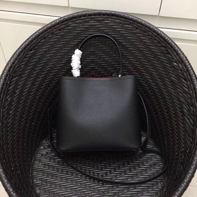 Prada Double Bag Leather Saffiano Black Travel Bag