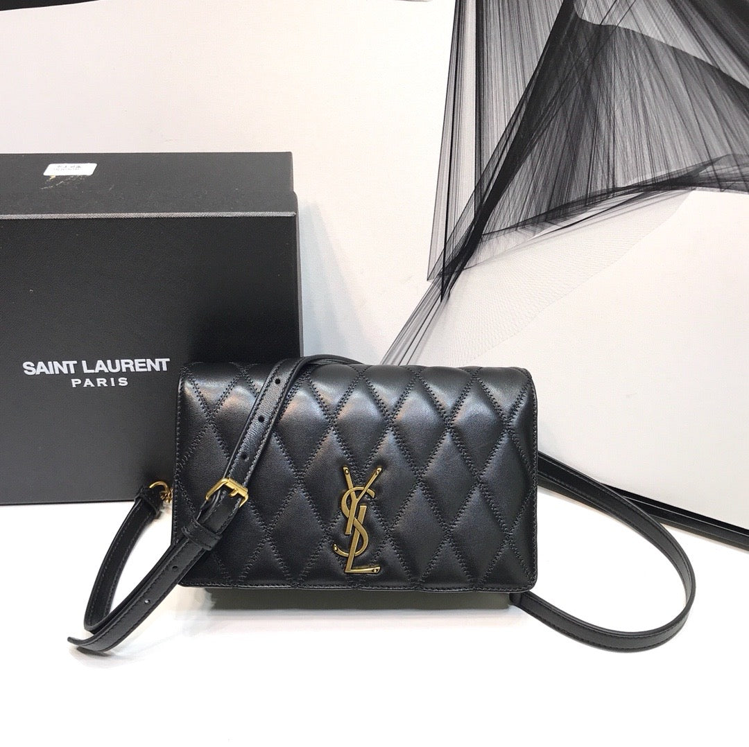 YSL Saint Laurent Ysl Saint Laurent Angie Patent Handbag Black For Travel Bag