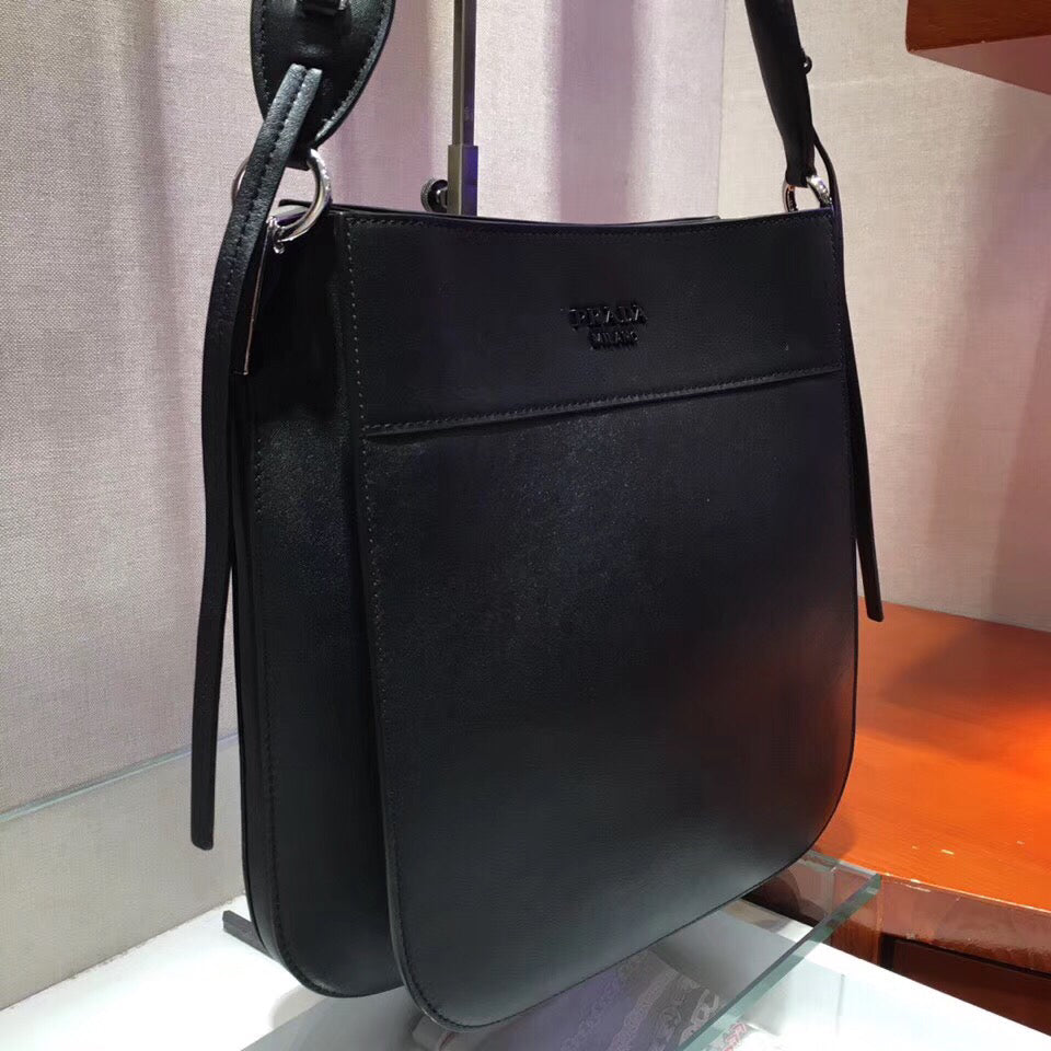 Prada Margit Shoulder Bag In Calfskin Black