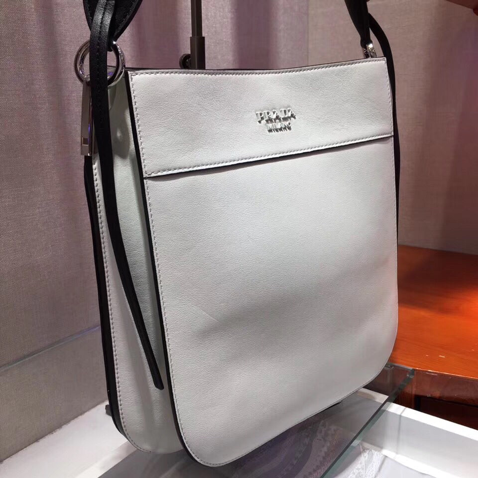 Prada Margit Shoulder Bag In Calfskin White