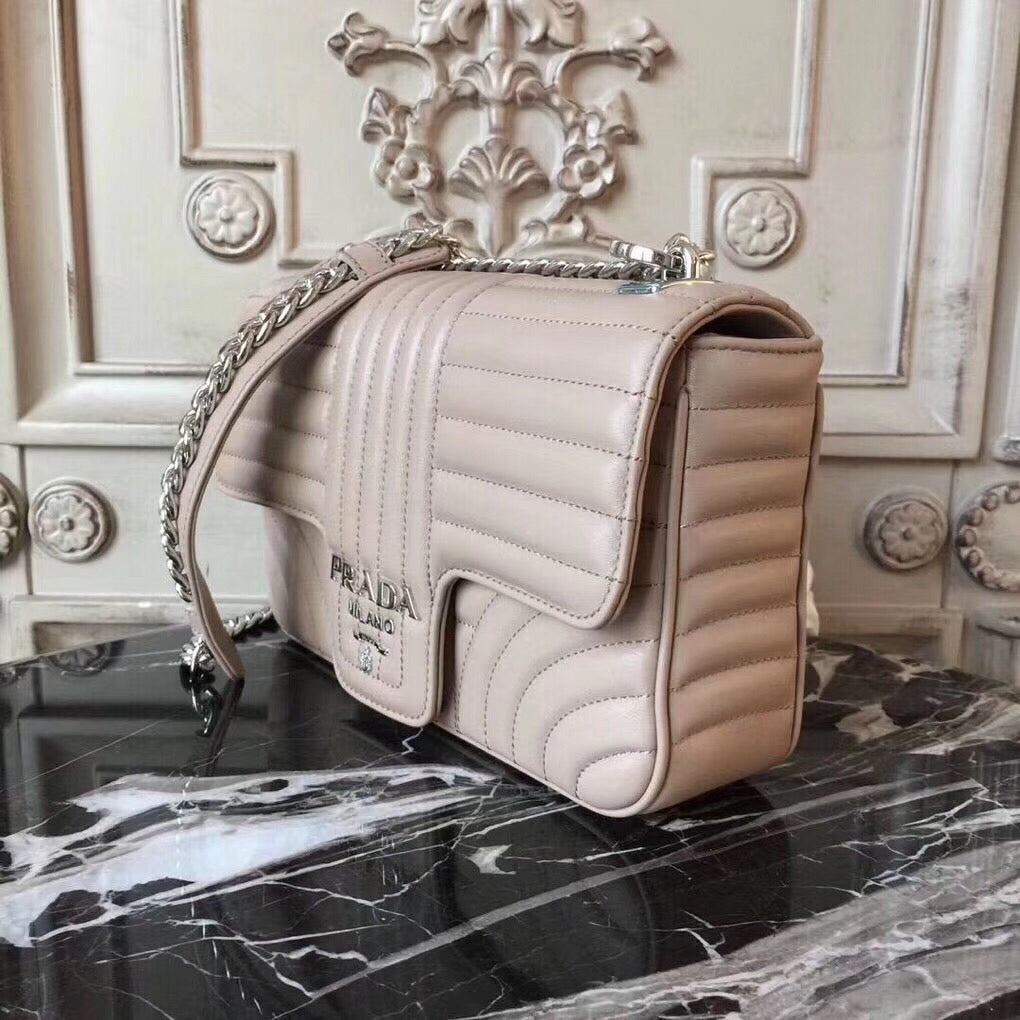 Prada Diagramme Bag In Grey Calfskin Gray Flap Travel Bag