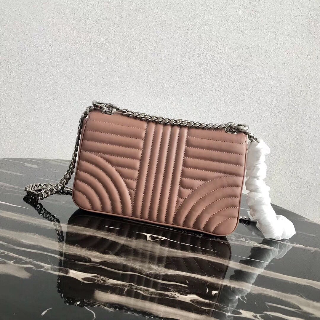 Prada Diagramme Bag In Nude Calfskin Flap Travel Bag