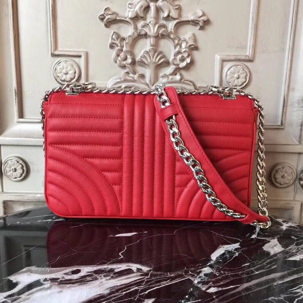 Prada Diagramme Bag In Calfskin Red Flap Travel Bag