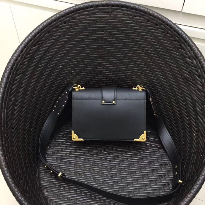 Prada Cahier Bag In Leather Black Large Travel Bag