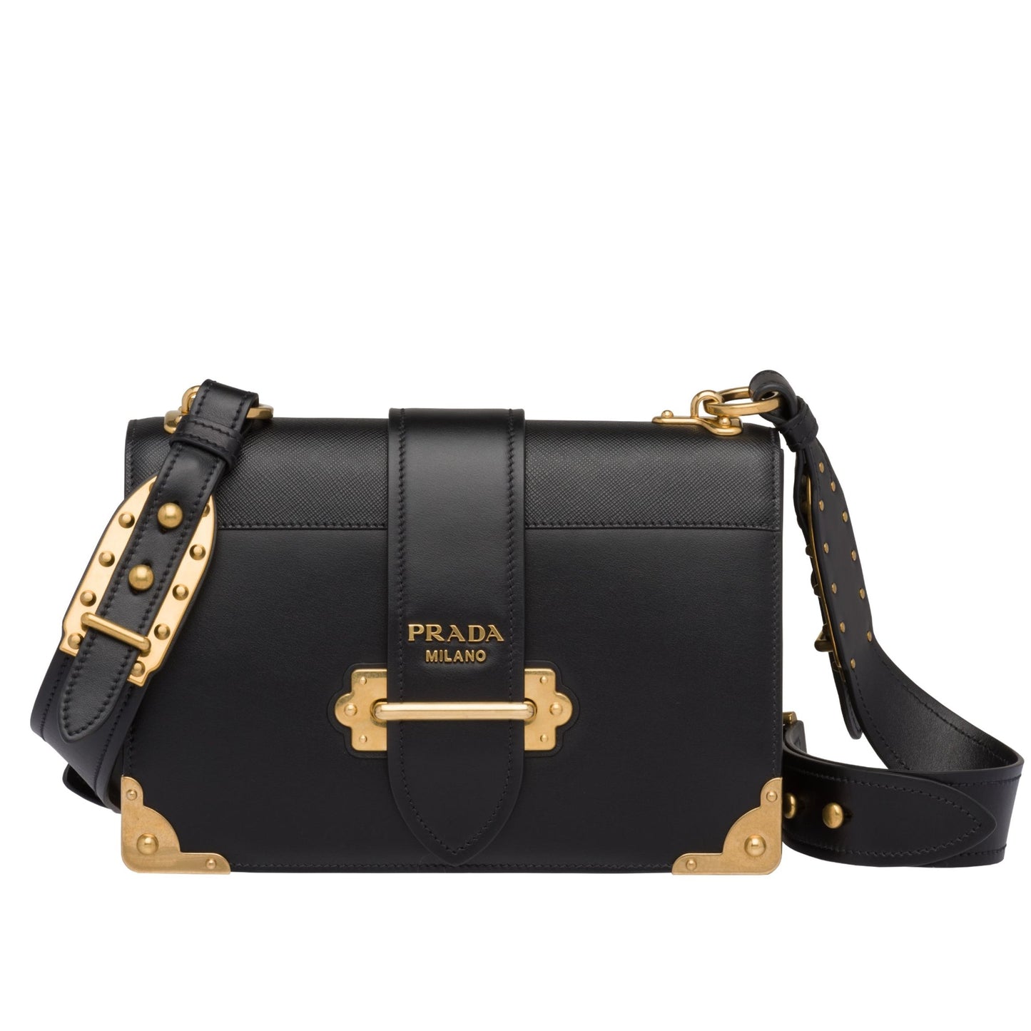 Prada Cahier Bag In Leather Black Large Travel Bag