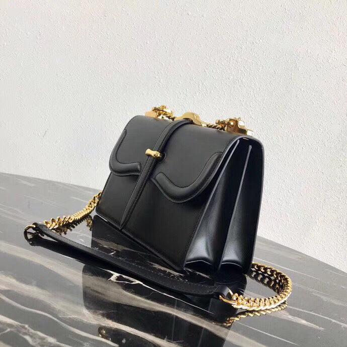 Prada Belle Shoulder Bag In Calf Leather Black