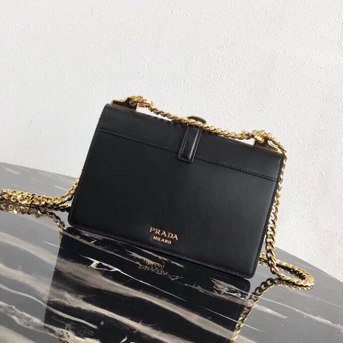 Prada Belle Shoulder Bag In Calf Leather Black