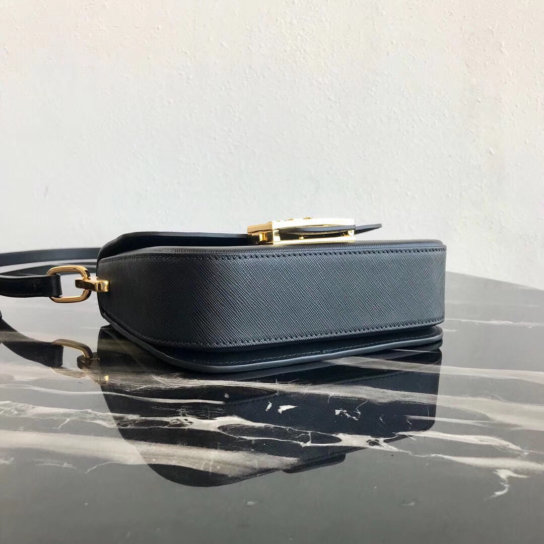 Prada Embleme Bag In Leather Saffiano Black Travel Bag