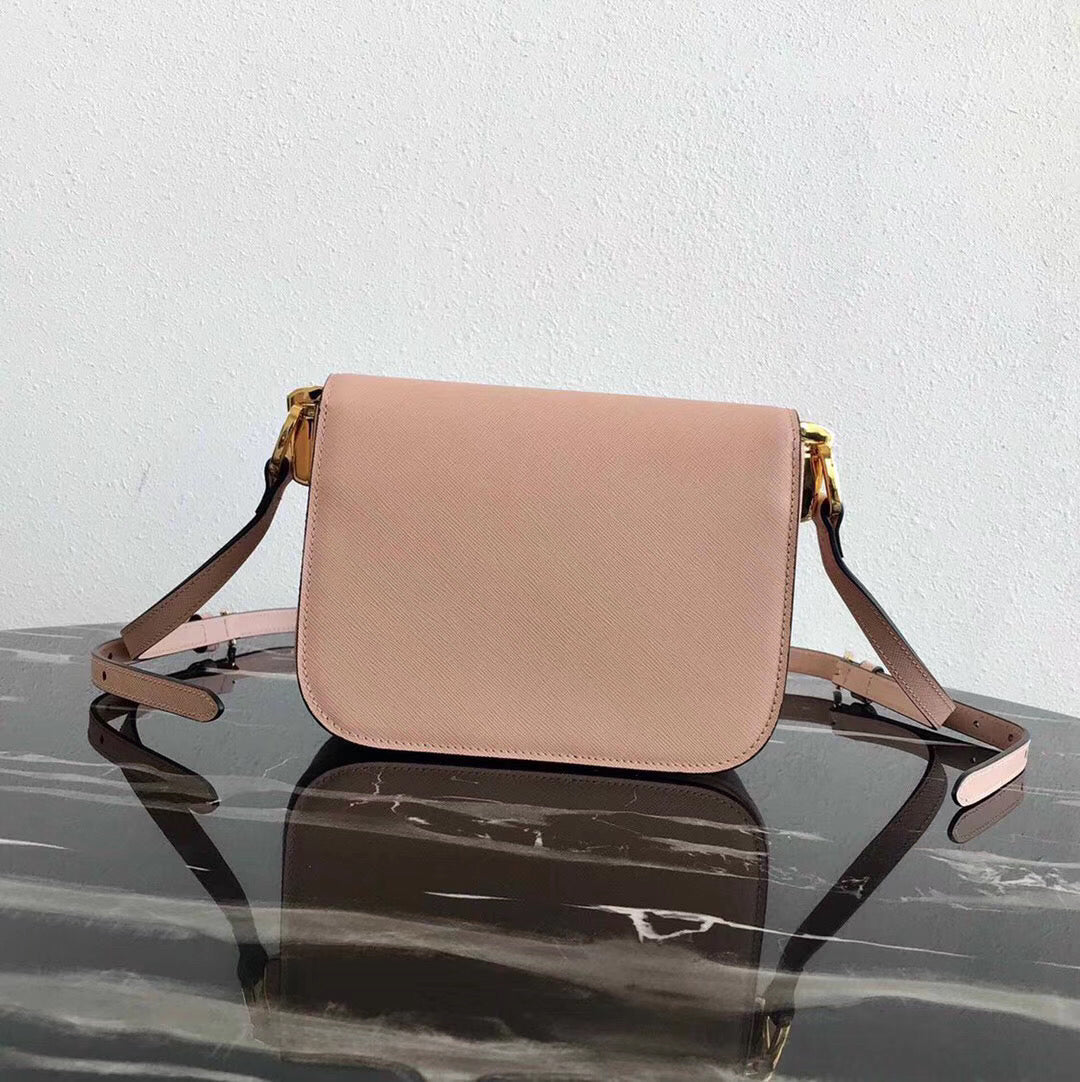 Prada Embleme Bag In Powder Leather Saffiano Pink Travel Bag