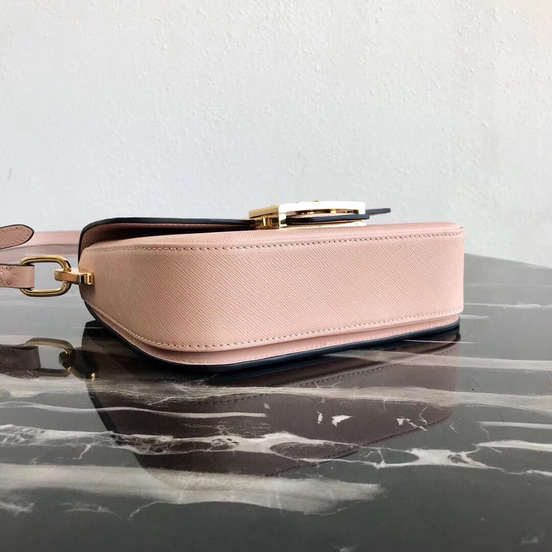Prada Embleme Bag In Powder Leather Saffiano Pink Travel Bag