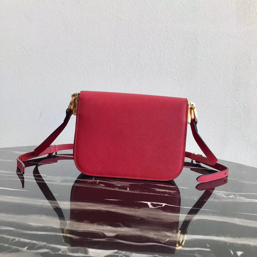 Prada Embleme Bag In Leather Saffiano Red Travel Bag