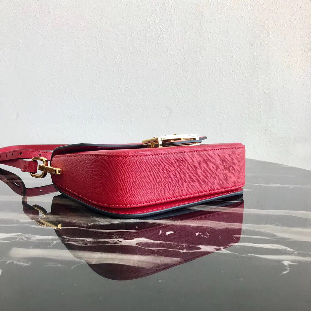Prada Embleme Bag In Leather Saffiano Red Travel Bag