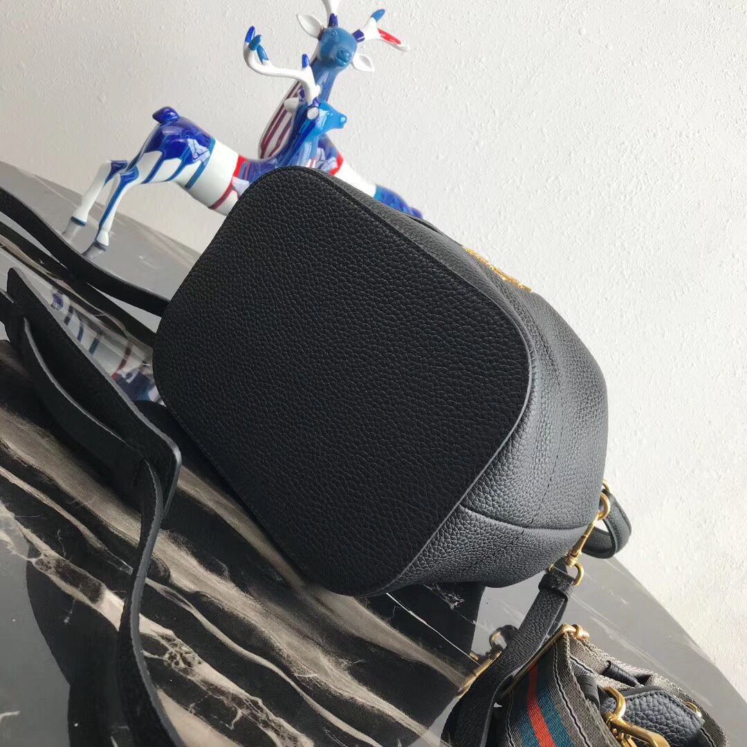 Prada Bag In Grained Calfskin Black Bucket Bucket Bag