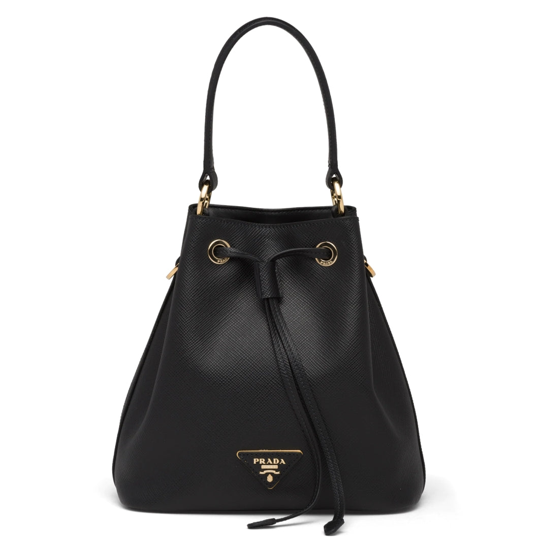 Prada Bag In Leather Saffiano Black Bucket Bag