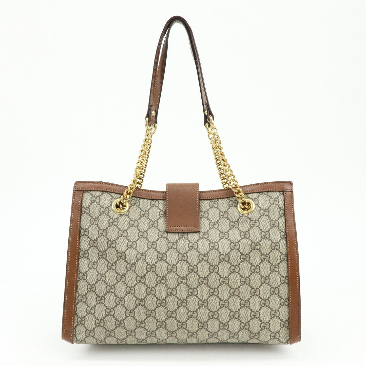 GUCCI GG Supreme PVC Leather Chain Shoulder Bag Beige Brown 479197