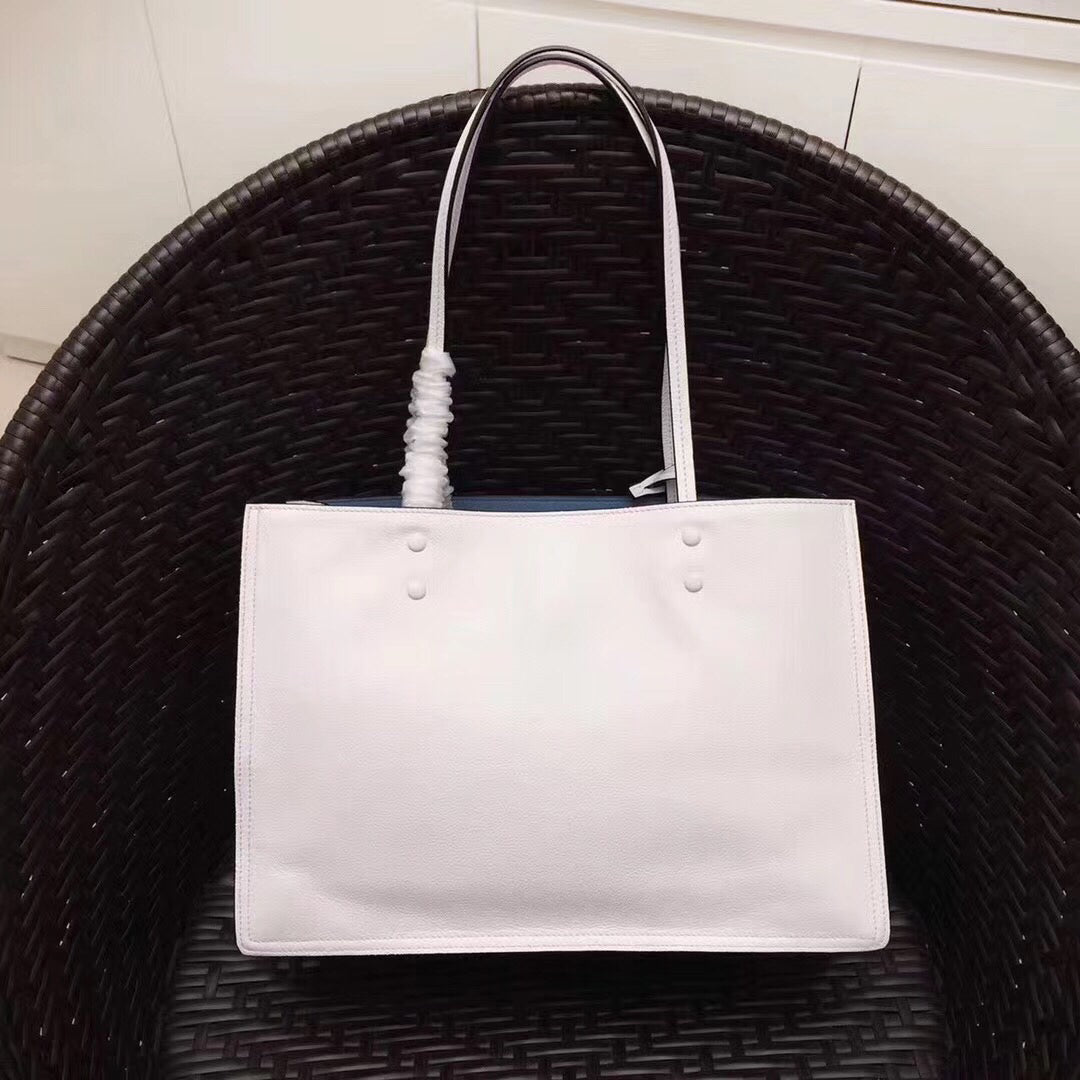 Prada Etiquette Tote Bag In Calf Leather White