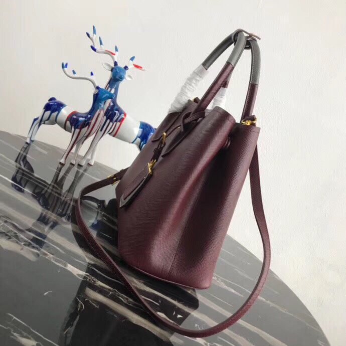 Prada Bicolor Double Garnet Bag Saffiano Medium Travel Bag