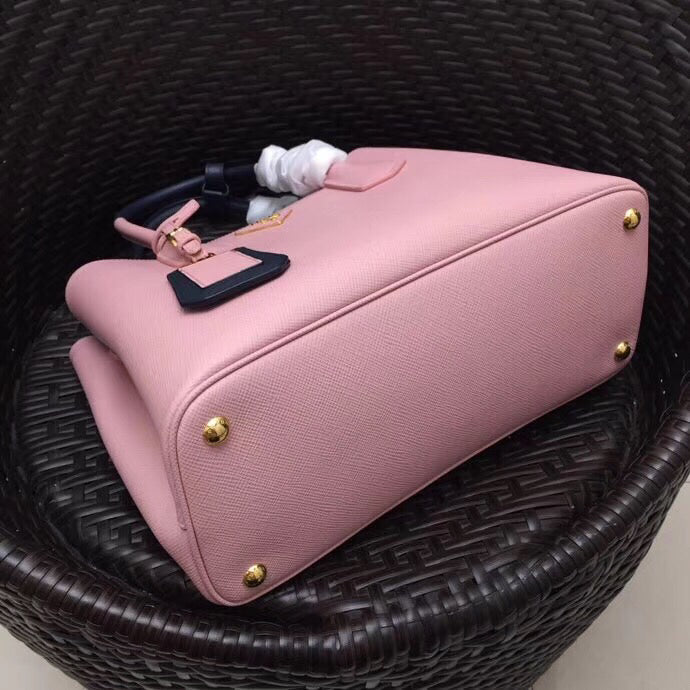 Prada Bicolor Double Bag Saffiano Pink Medium Travel Bag
