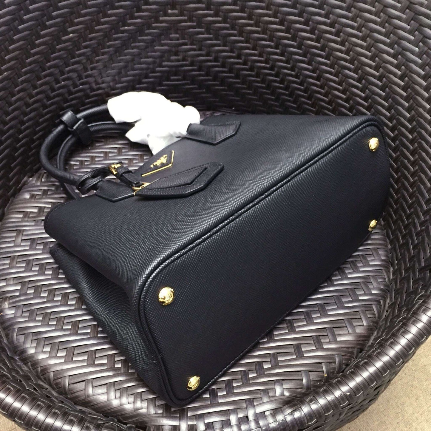 Prada Double Bag Saffiano Black Small Travel Bag