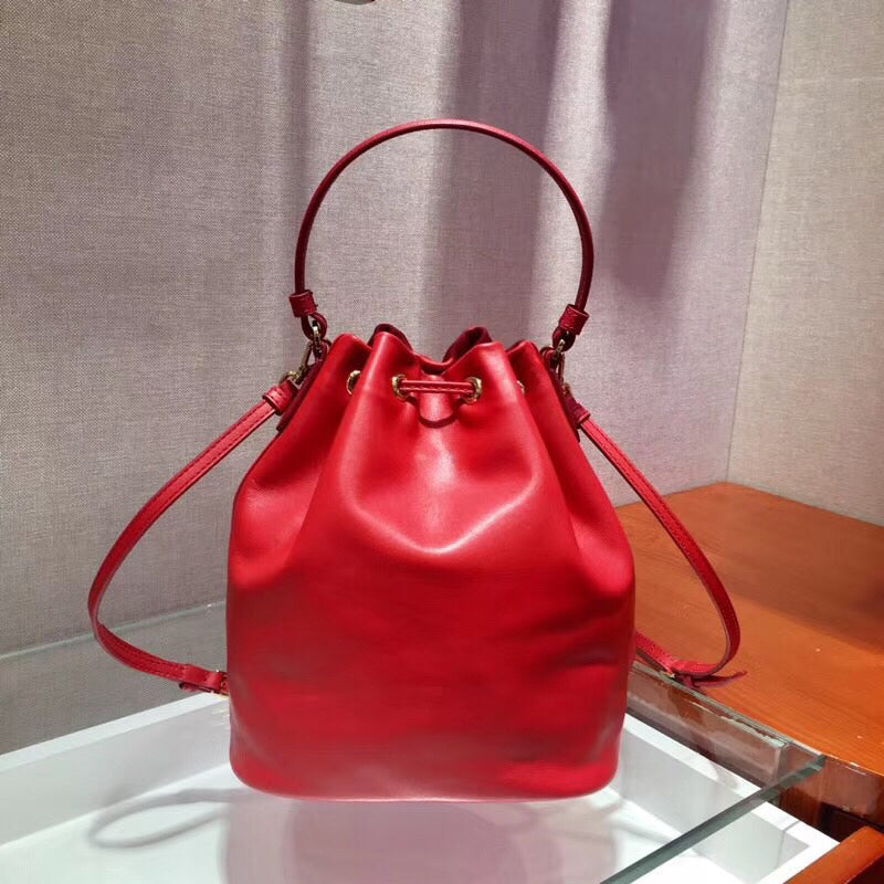 Prada Bag In Calfskin Red Bucket Bucket Bag
