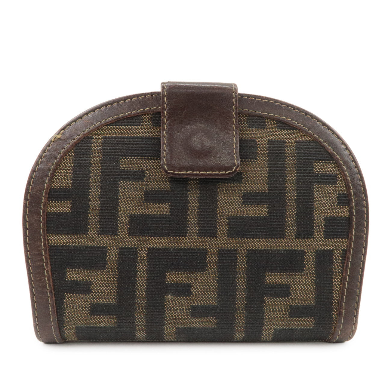 Zucca Compact Wallet Leather Canvas Black Handbag