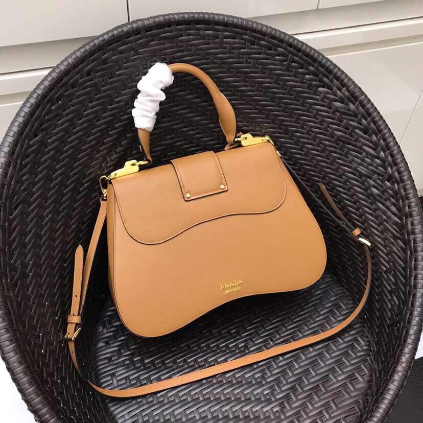 Prada Camel Sidonie Bag Leather Saffiano Large Travel Bag