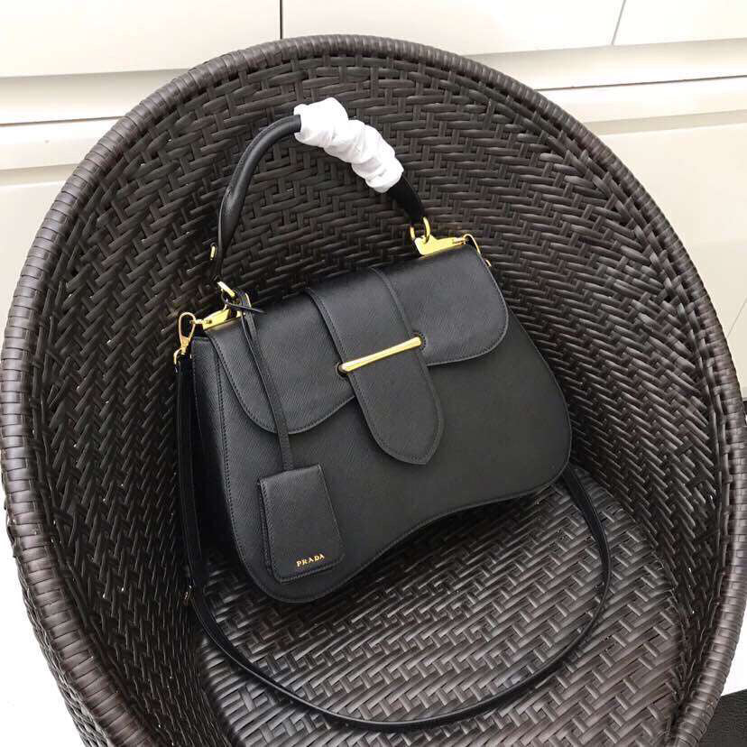 Prada Sidonie Bag Leather Saffiano Black Travel Bag