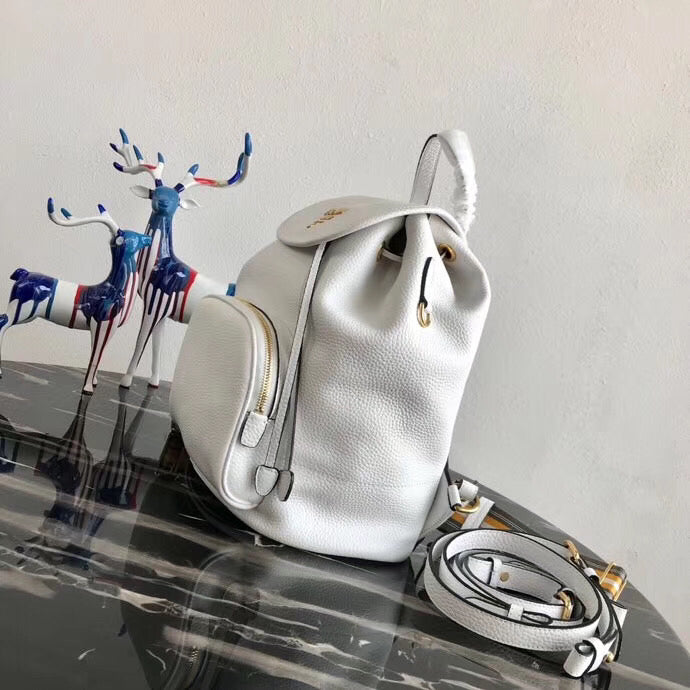 Prada Backpack In Grained Calfskin White