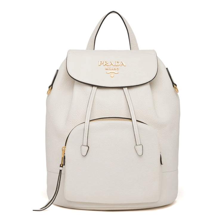 Prada Backpack In Grained Calfskin White