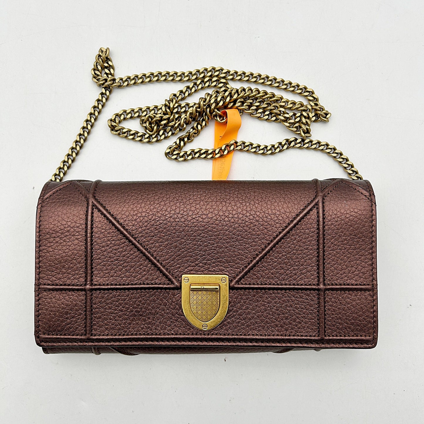 Dior Handbag Metallic Bronze ama Wallet on Leather Chain