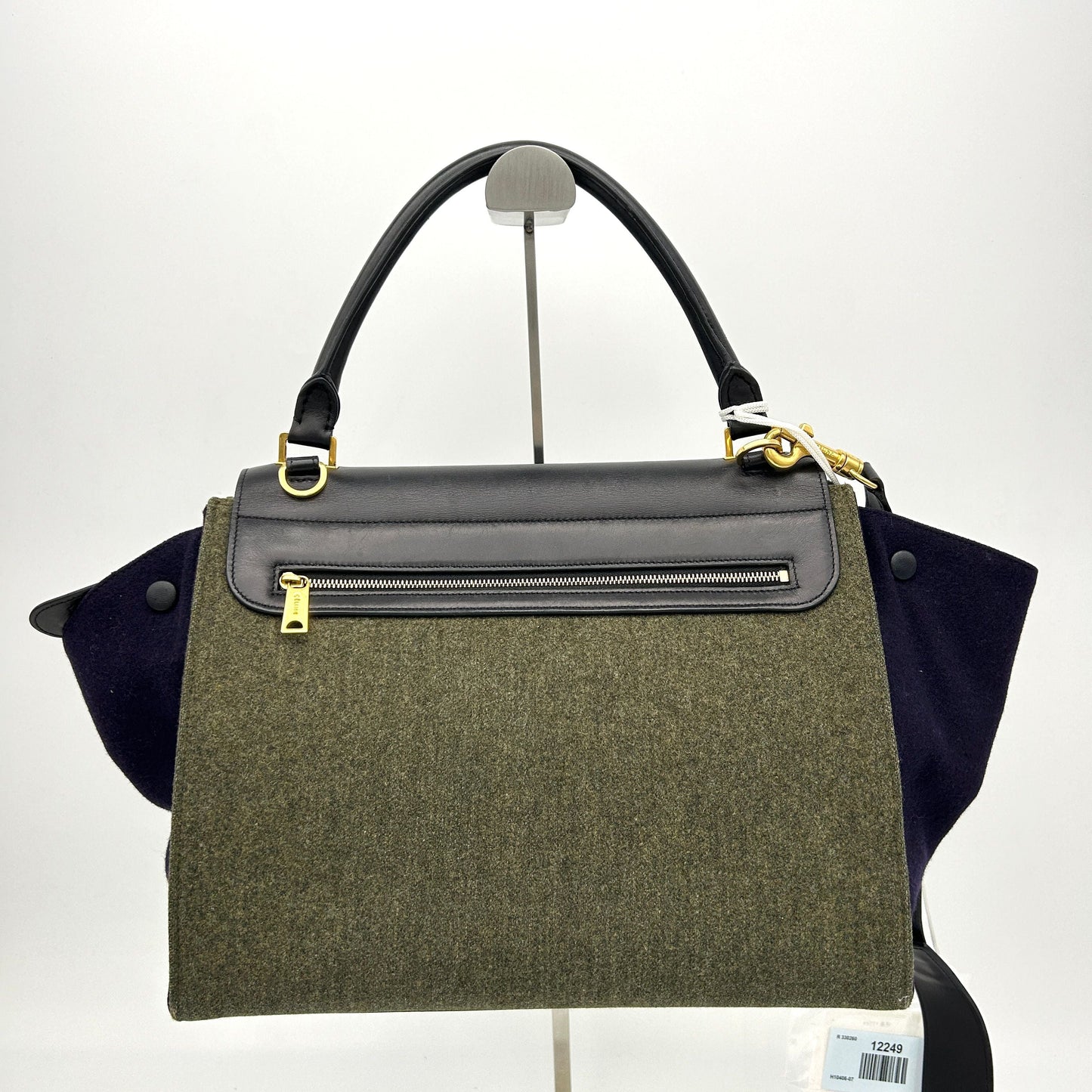 Luxury Traps Handbag Felt X Calf Gray Black Shoulder Bag