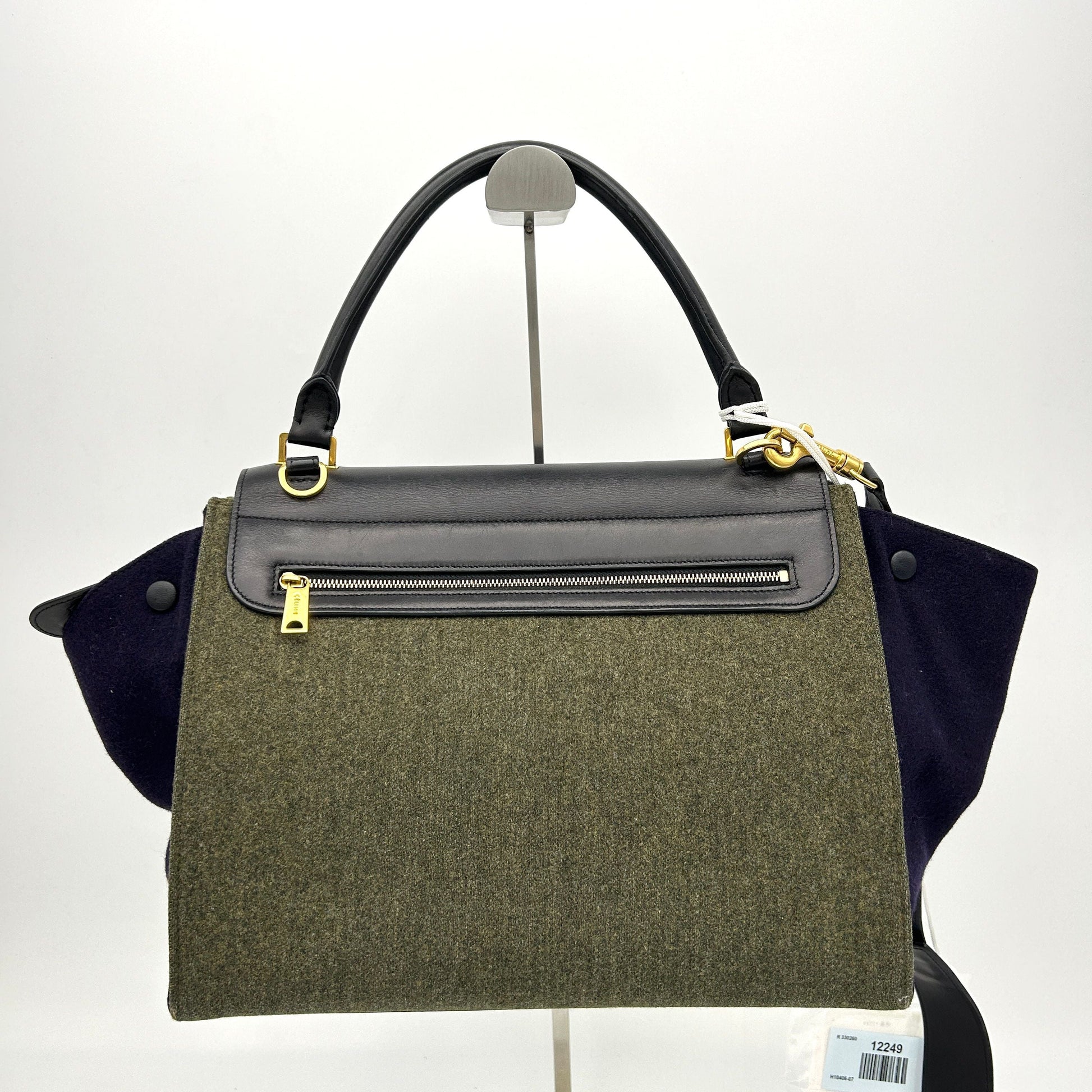 Luxury Traps Handbag Felt X Calf Gray Black Shoulder Bag