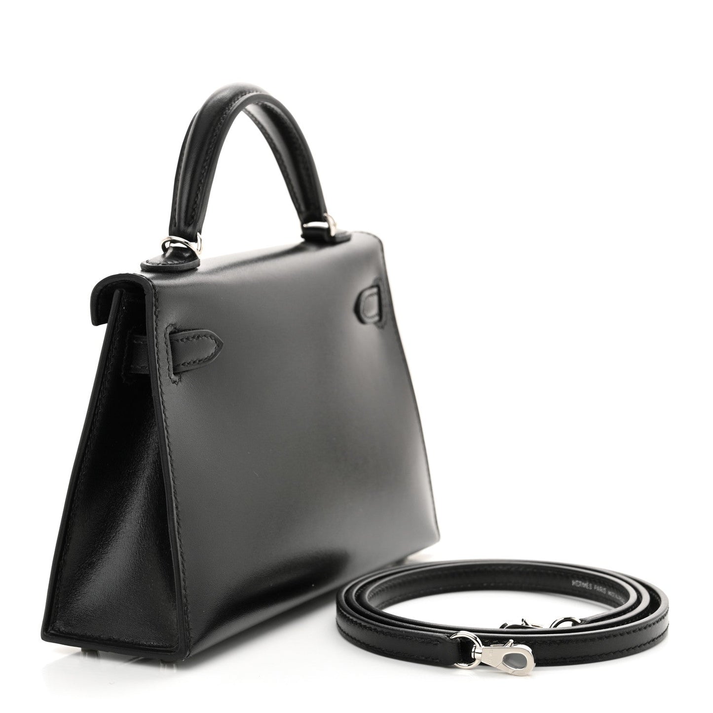 Hermes Box Studded Clouté Kelly Sellier Handbag Black Mini Travel Bag
