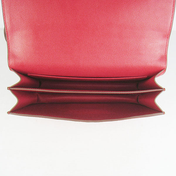 Hermes Luxury Calf Message Bag H Golden Leather Red Travel Bag