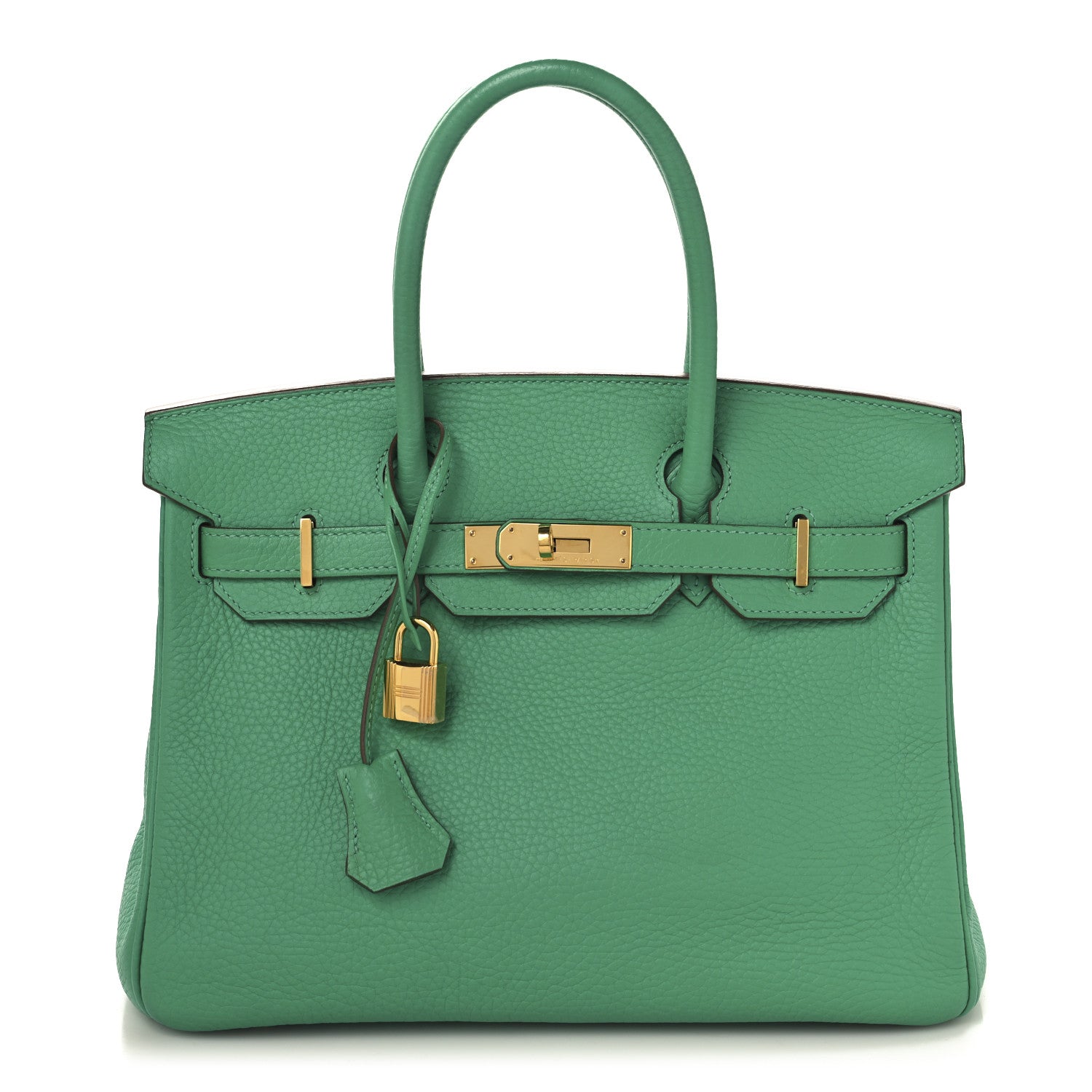 Hermes Taurillon Clemence Birkin Menthe Handbag Travel Bag