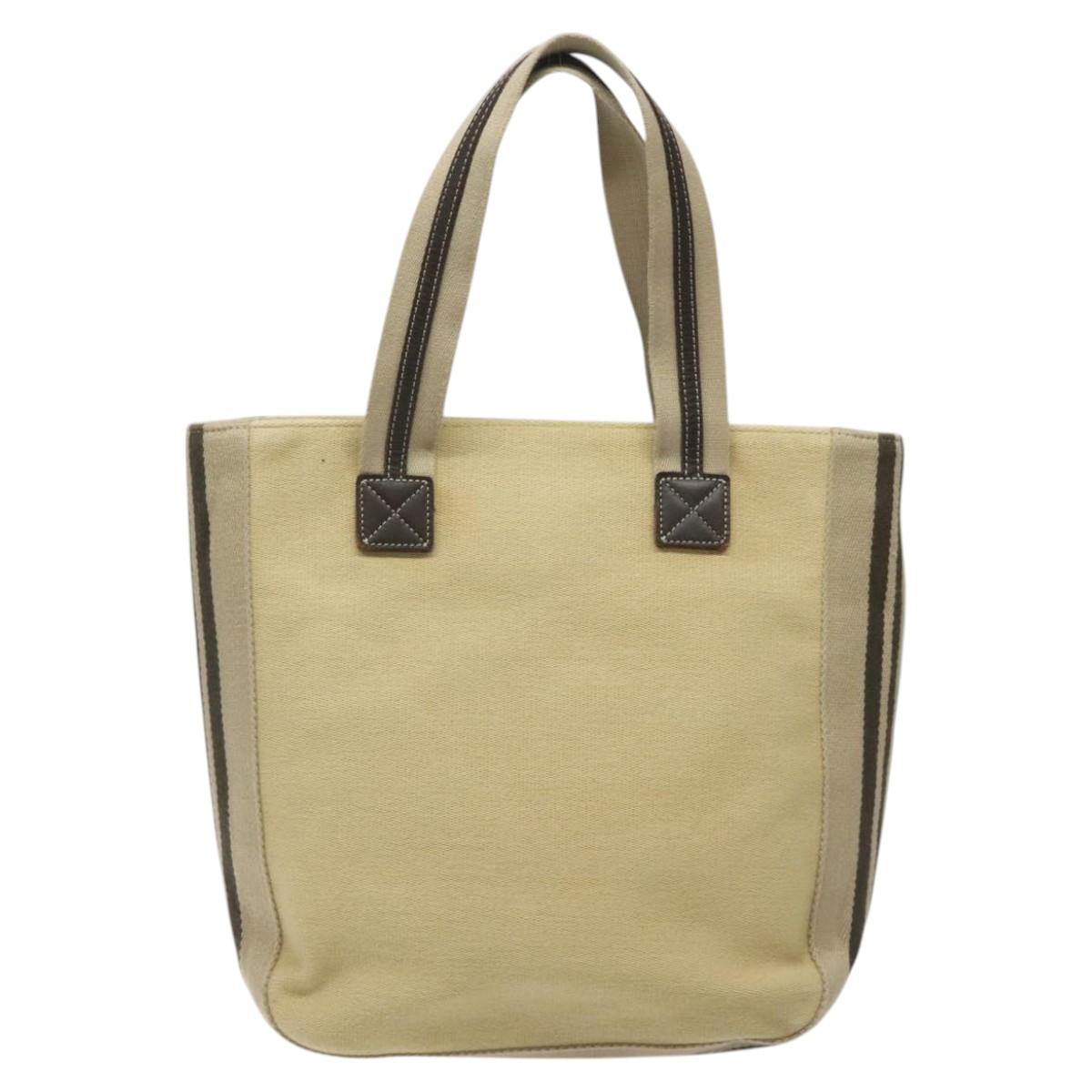 Burberry Label Tote Bag Canvas Beige Blue Tote Bag 4