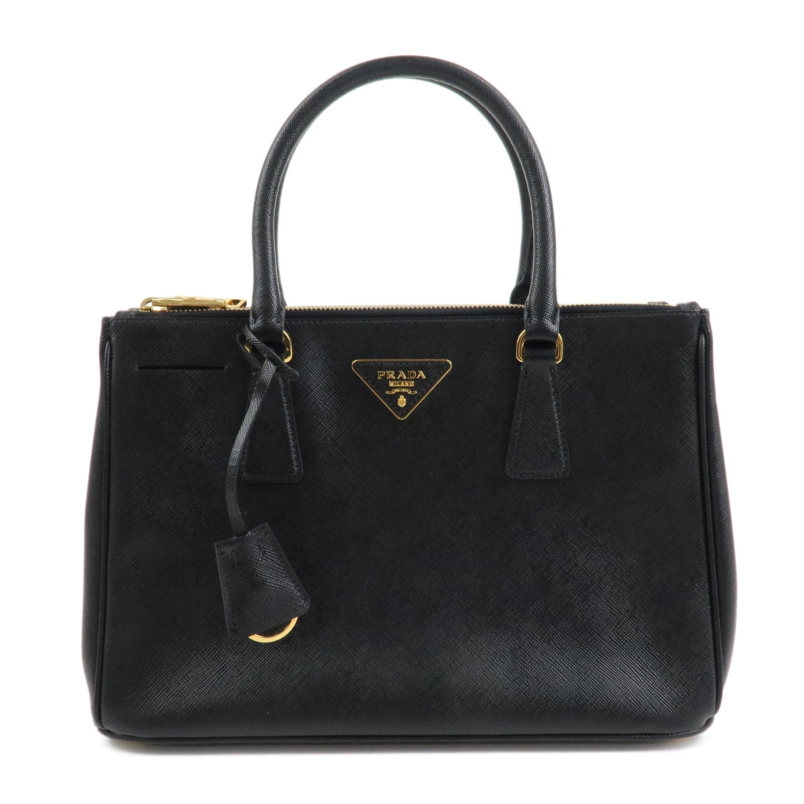 Triangle Hand Bag d Leather Saffiano Black Handbag