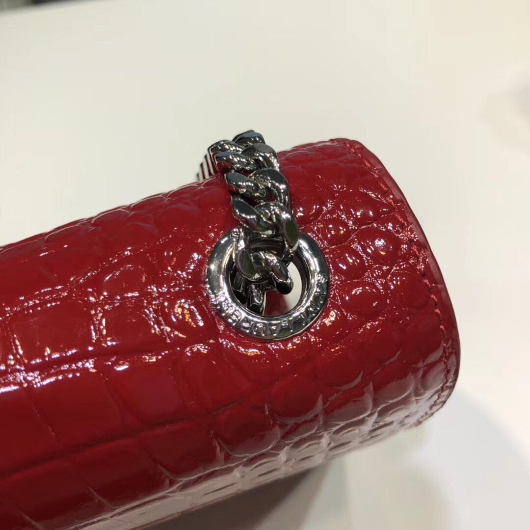 YSL Saint Laurent Kate Tassel Embossed Burgundy 7.8in Small Chain Handbag