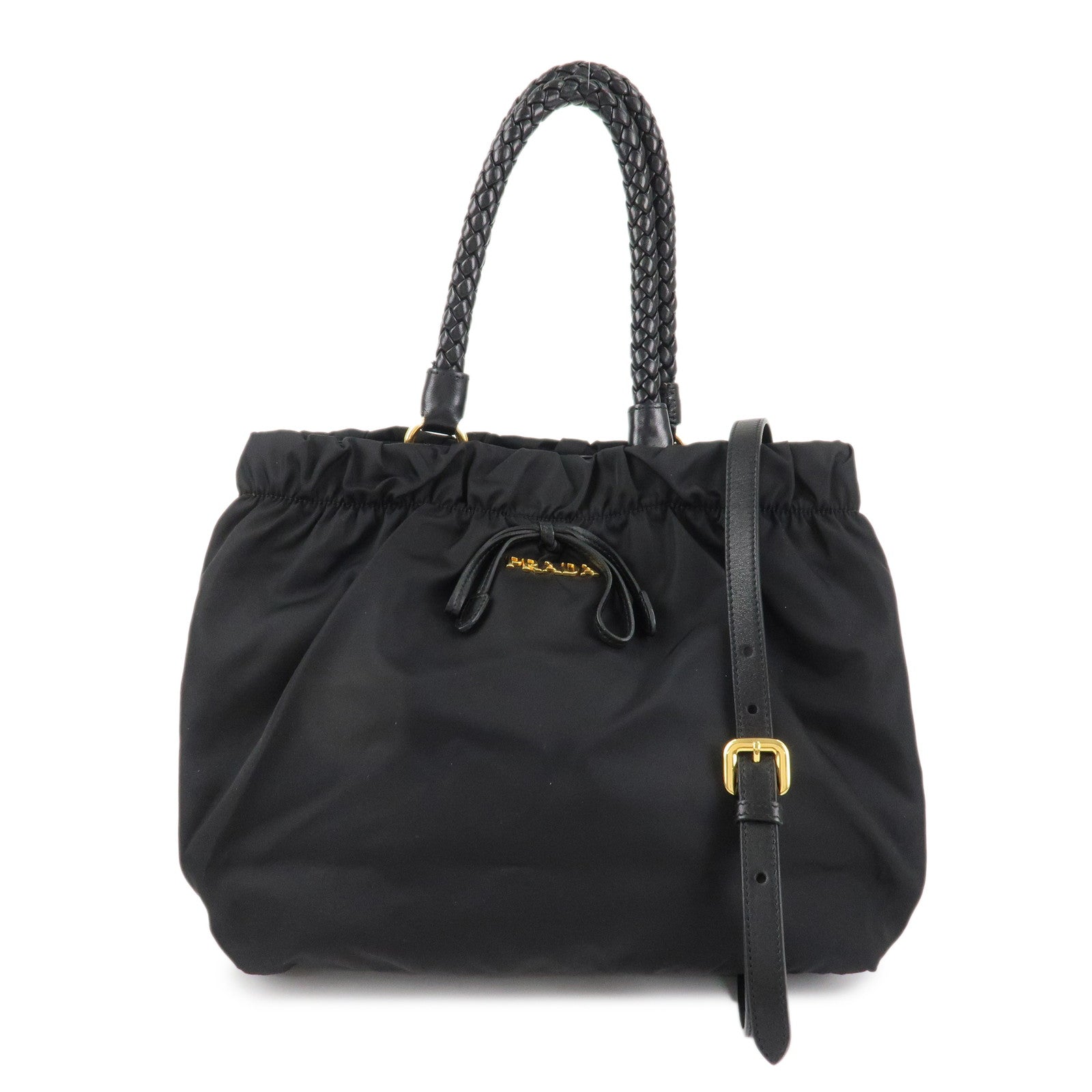 Shoulder Bag 2Way Bag Hand Bag d Leather Nylon Black