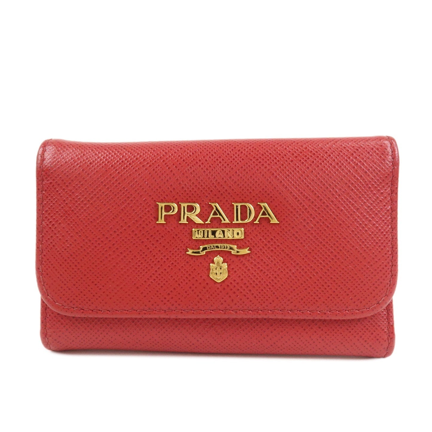 Key Case Key Holder Leather Saffiano Red Key Chain